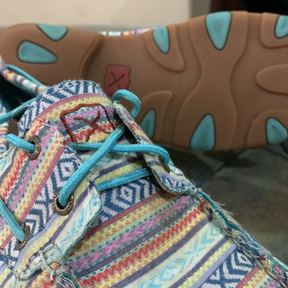 TWISTED X Women's Boat Shoe Driving Moc - Turquoise/Multicolor - Picture 9 of 11